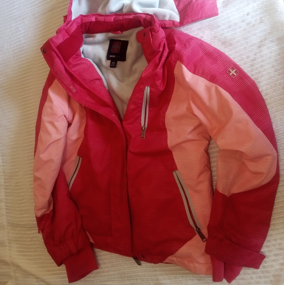 GUC Swiss Tech hooded winter jacket two toned pink zip size ladies small (4-6)